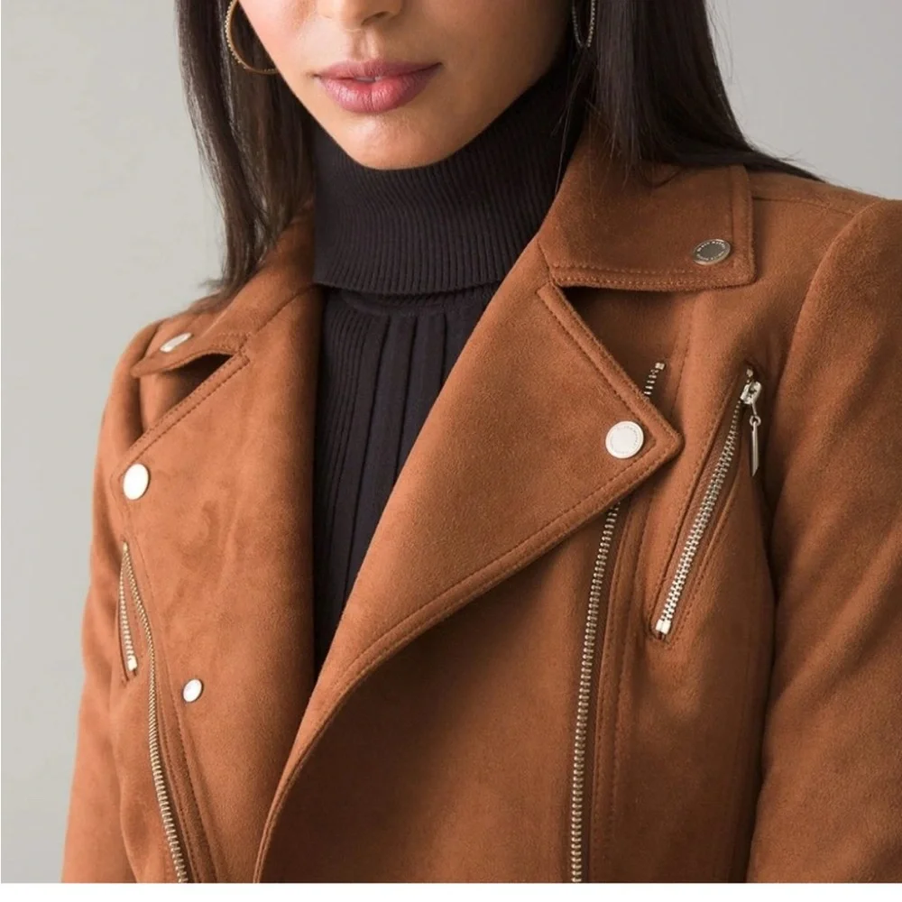 White House Black Market Tan Leather Jacket - Picture 3 of 6